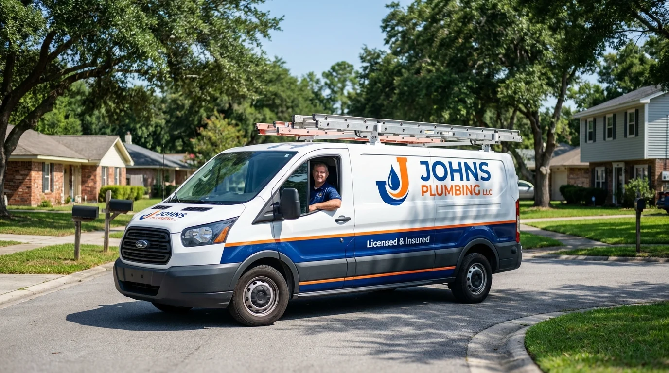 Johns Plumbing LLC service van in Darien, GA