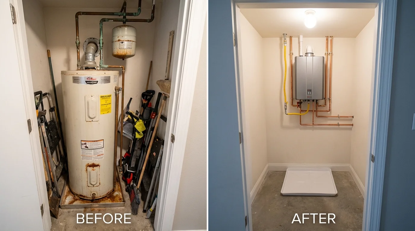 Tank water heater versus wall-mounted tankless unit comparison for Darien, GA homeowners